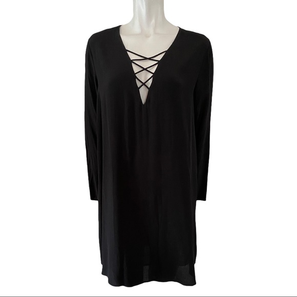 ASTR the Label Black A Line Dress with Lacing L - Picture 2 of 3